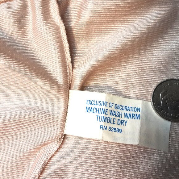 Vintage Bari Peach Nylon Camisole 1960s–70s Union Made Lingerie Top Lace Trim M - Picture 6 of 6